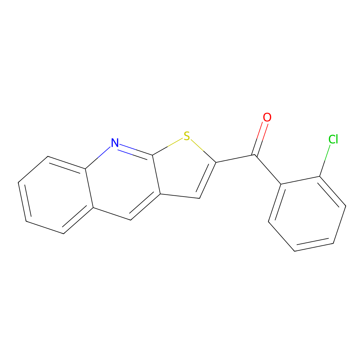 (2-Chlorophenyl)(thieno[2,3-b]quinolin-2-yl)methanone molecular structure, CAS 478260-41-2