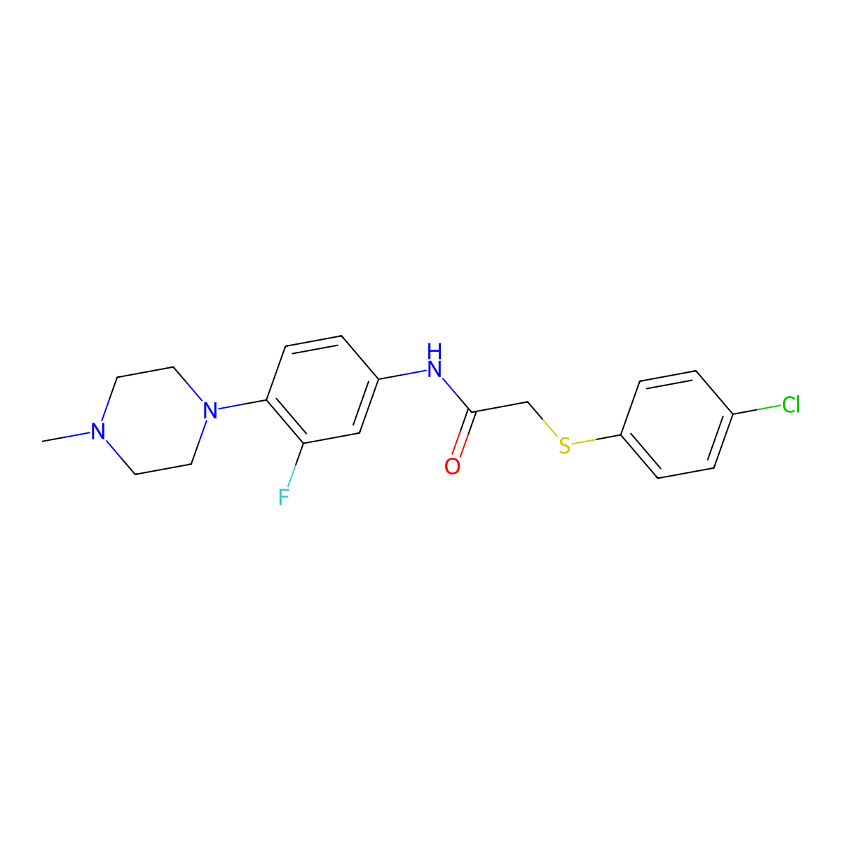 2-[(4-chlorophenyl)sulfanyl]-N-[3-fluoro-4-(4-methylpiperazino)phenyl]acetamide molecular structure, CAS 478260-44-5