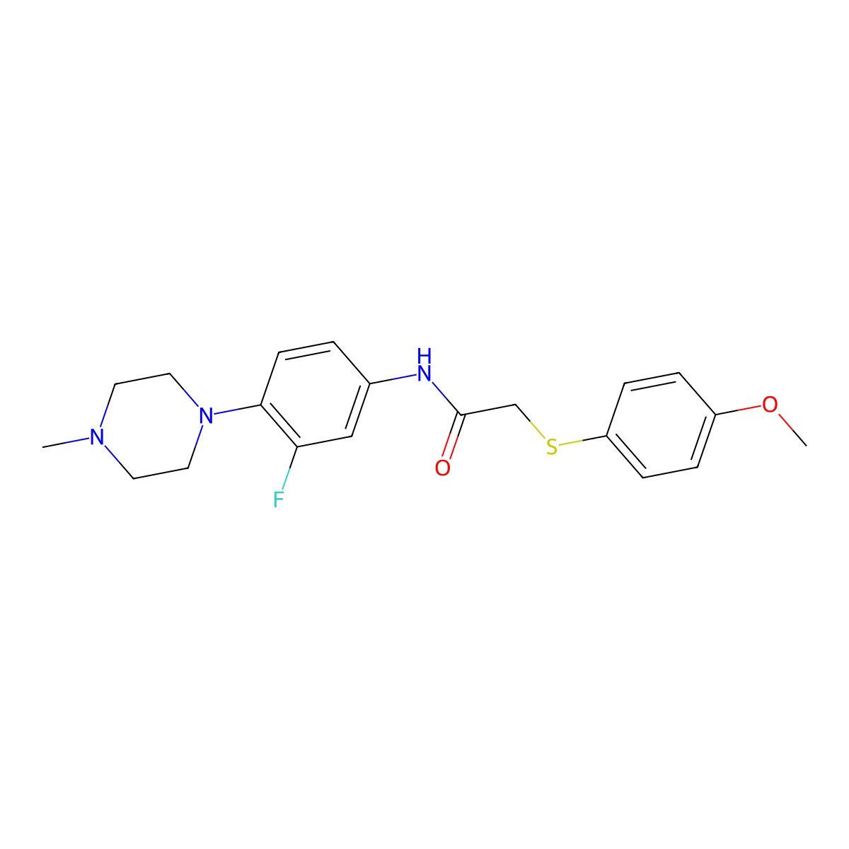 N-[3-fluoro-4-(4-methylpiperazino)phenyl]-2-[(4-methoxyphenyl)sulfanyl]acetamide molecular structure, CAS 478260-46-7