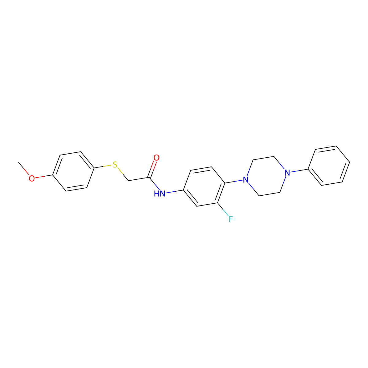 N-[3-fluoro-4-(4-phenylpiperazino)phenyl]-2-[(4-methoxyphenyl)sulfanyl]acetamide molecular structure, CAS 478260-49-0