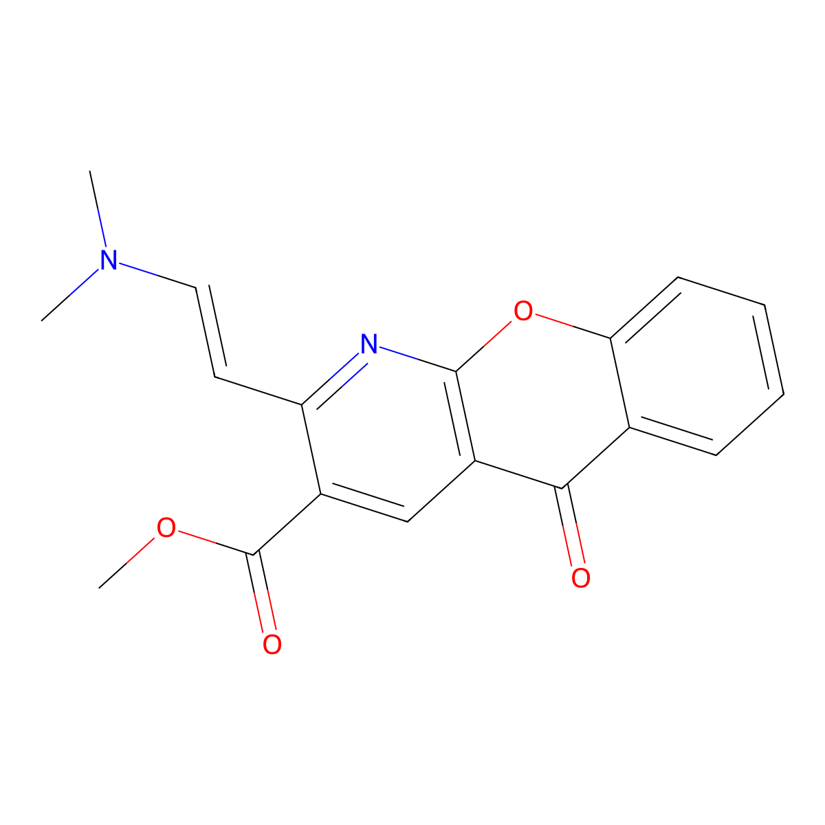 ethyl 2-[2-(dimethylamino)vinyl]-5-oxo-5H-chromeno[2,3-b]pyridine-3-carboxylate molecular structure, CAS 478260-54-7