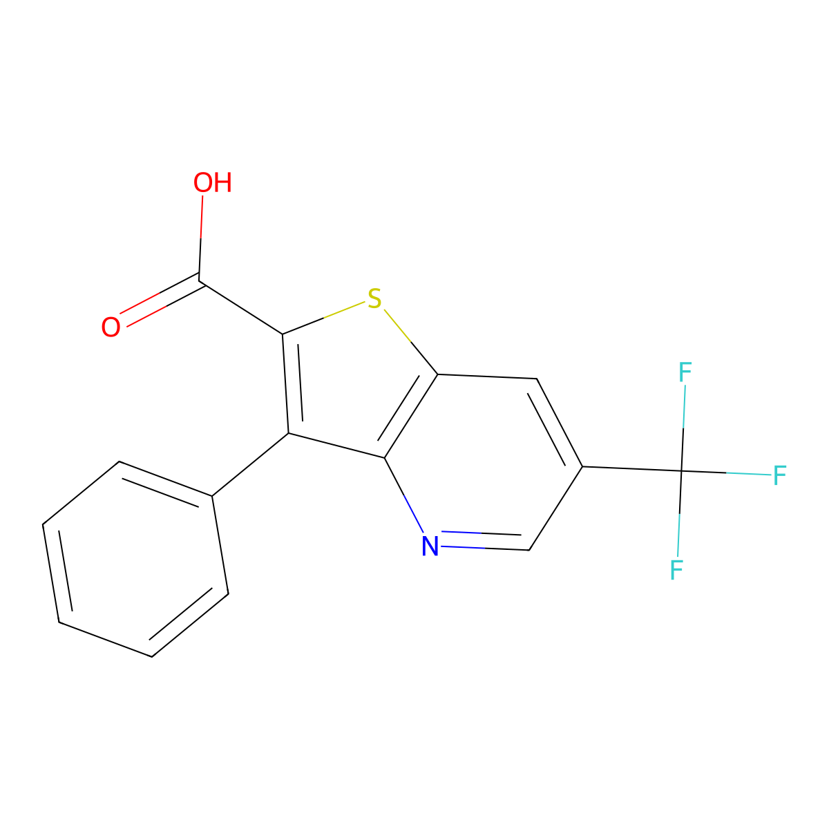 3-Phenyl-6-(trifluoromethyl)thieno[3,2-b]pyridine-2-carboxylic acid molecular structure, CAS 478260-57-0