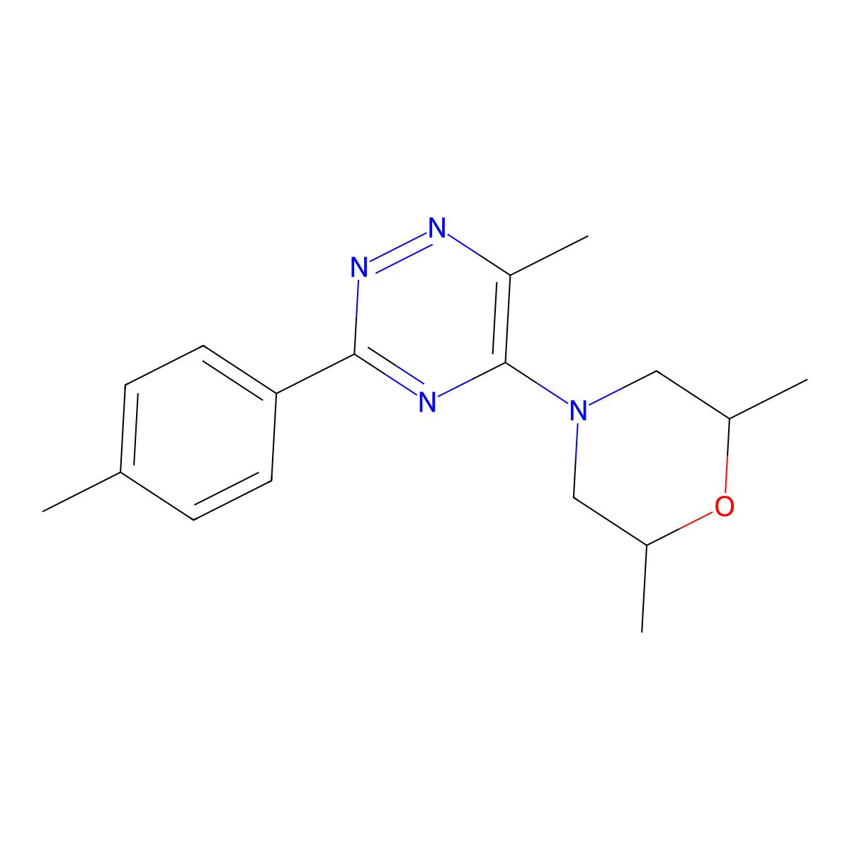 5-(2,6-Dimethylmorpholino)-6-methyl-3-(4-methylphenyl)-1,2,4-triazine molecular structure, CAS 478260-74-1