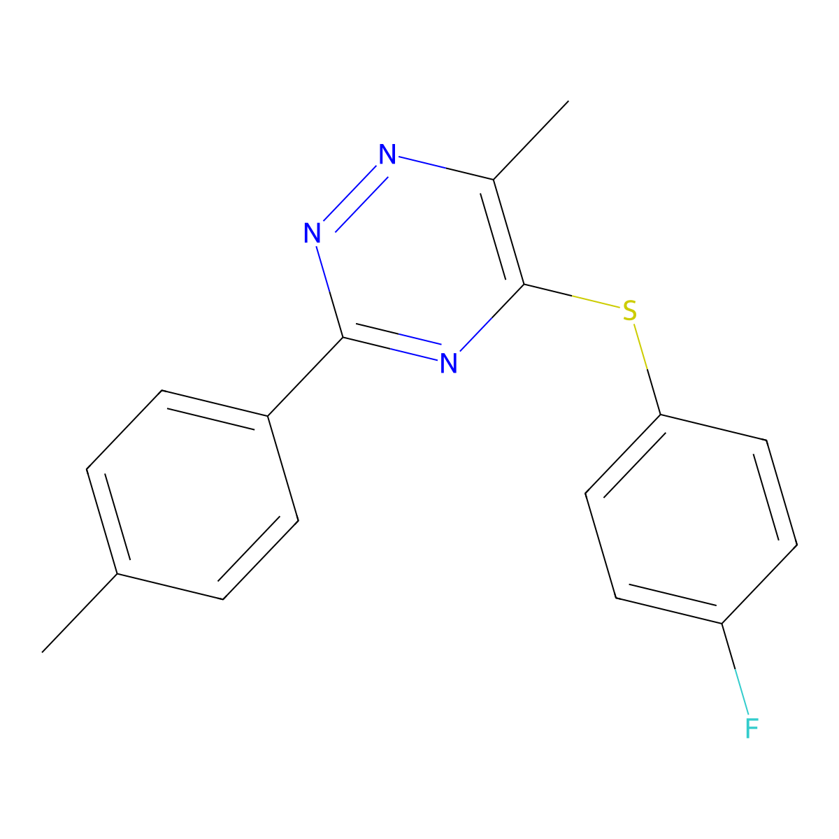 4-Fluorophenyl 6-methyl-3-(4-methylphenyl)-1,2,4-triazin-5-yl sulfide molecular structure, CAS 478260-76-3