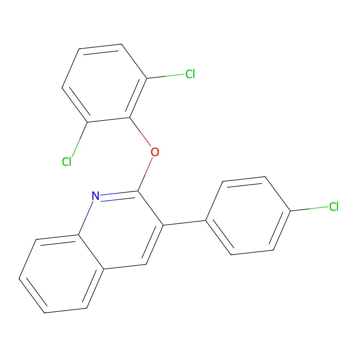 3-(4-Chlorophenyl)-2-(2,6-dichlorophenoxy)quinoline molecular structure, CAS 478260-81-0