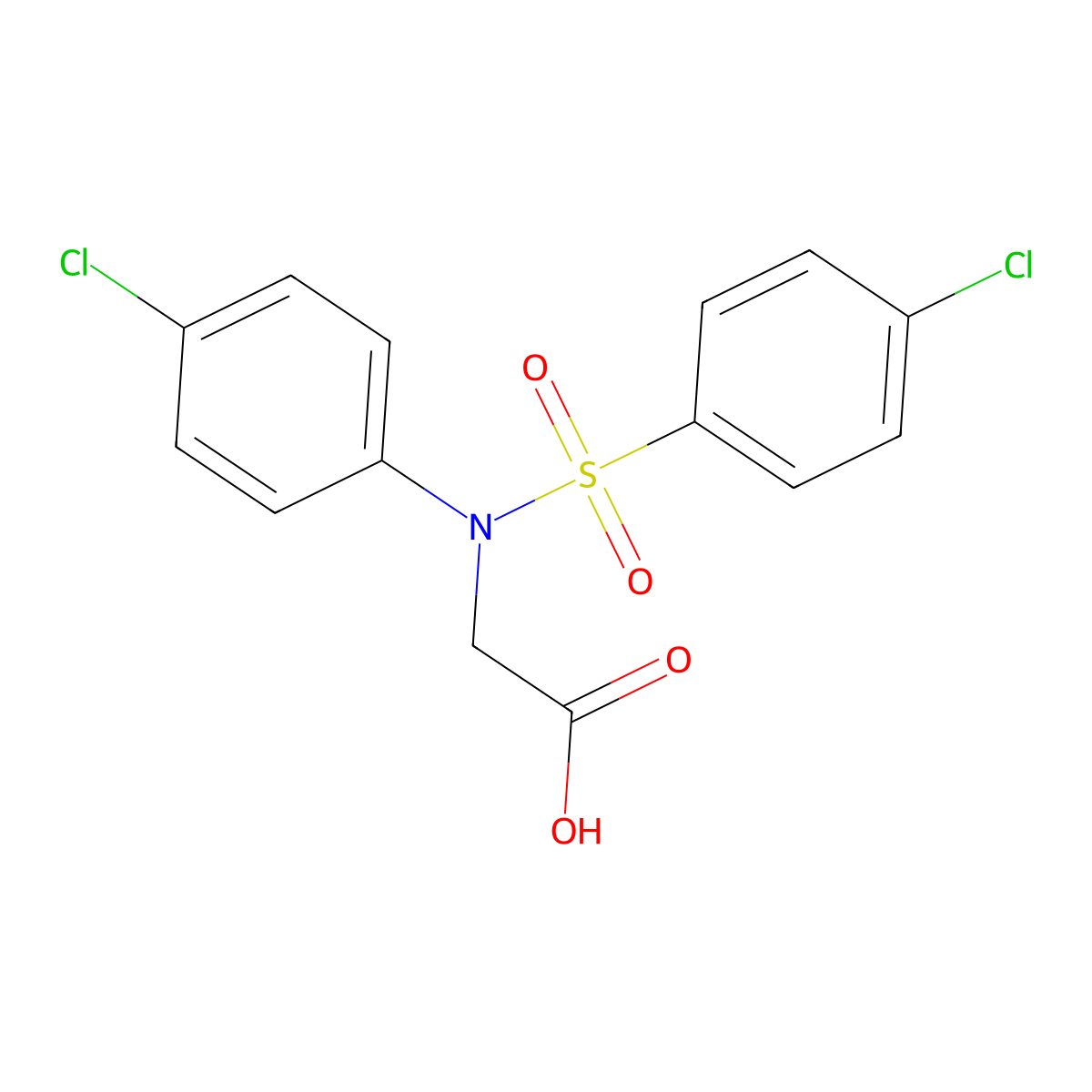 2-{4-Chloro[(4-chlorophenyl)sulfonyl]anilino}acetic acid molecular structure, CAS 478260-83-2