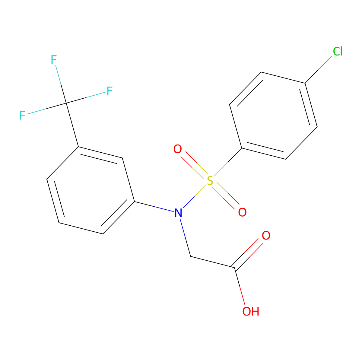 2-[[(4-Chlorophenyl)sulfonyl]-3-(trifluoromethyl)anilino]acetic acid molecular structure, CAS 478260-84-3