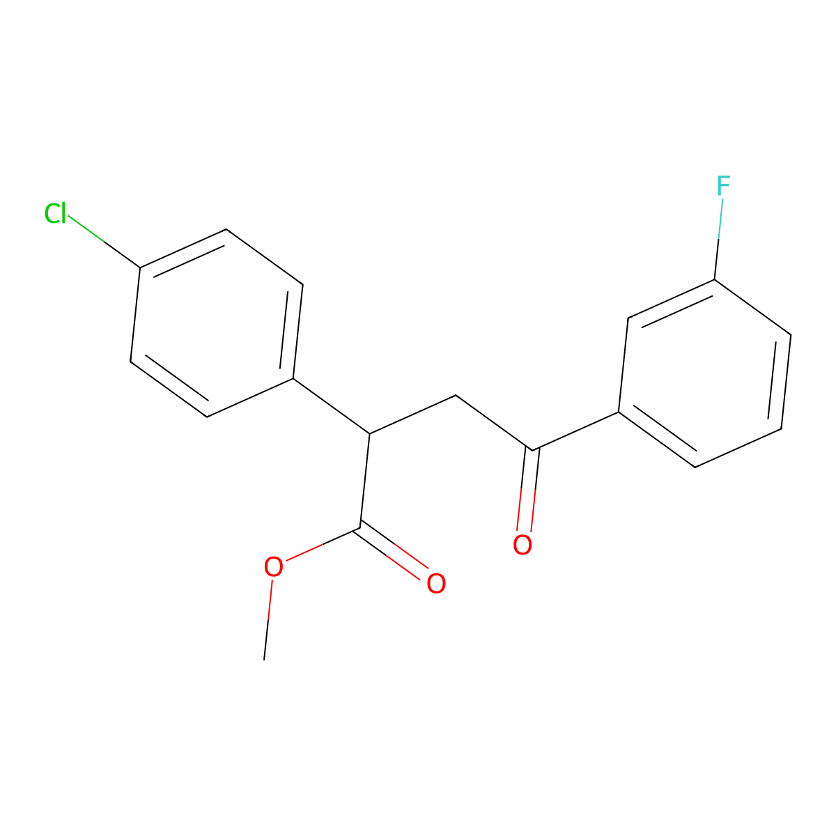 Methyl 2-(4-chlorophenyl)-4-(3-fluorophenyl)-4-oxobutanoate molecular structure, CAS 478260-87-6