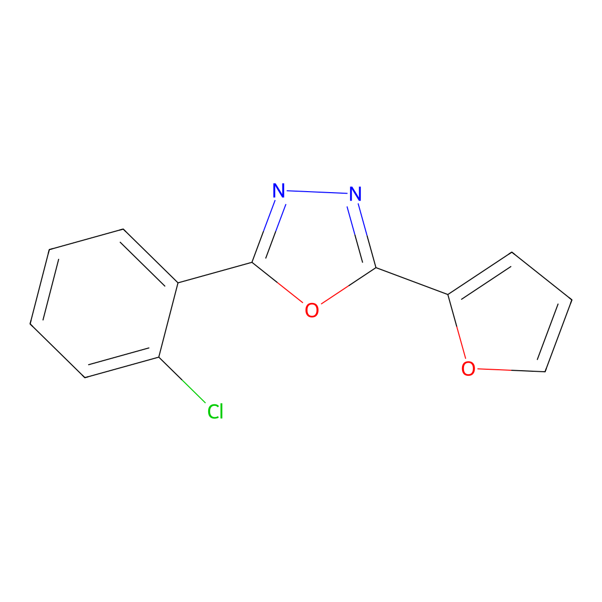 2-(2-Chlorophenyl)-5-(furan-2-yl)-1,3,4-oxadiazole molecular structure, CAS 478260-91-2