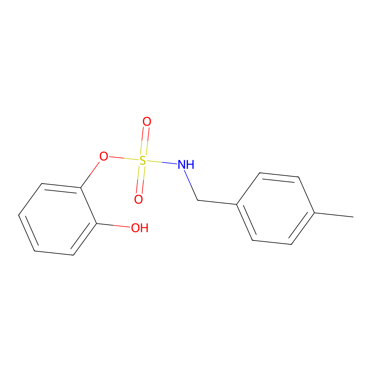 2-hydroxyphenyl-N-(4-methylbenzyl)sulfamate molecular structure, CAS 478260-94-5