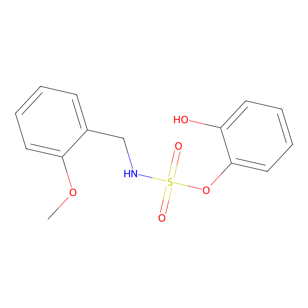2-hydroxyphenyl-N-(2-methoxybenzyl)sulfamate molecular structure, CAS 478261-01-7