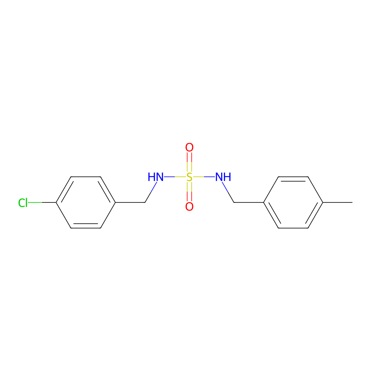 N-(4-chlorobenzyl)-N'-(4-methylbenzyl)sulfamide molecular structure, CAS 478261-02-8