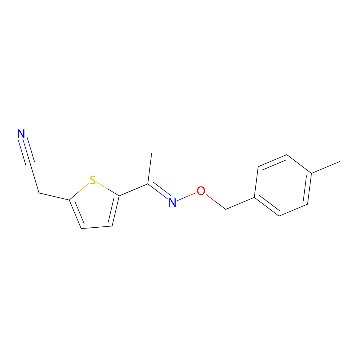 2-(5-{[(4-Methylbenzyl)oxy]ethanimidoyl}-2-thienyl)acetonitrile molecular structure, CAS 478261-06-2