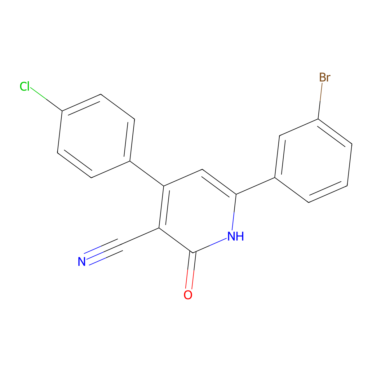 6-(3-Bromophenyl)-4-(4-chlorophenyl)-2-hydroxynicotinonitrile molecular structure, CAS 478261-45-9