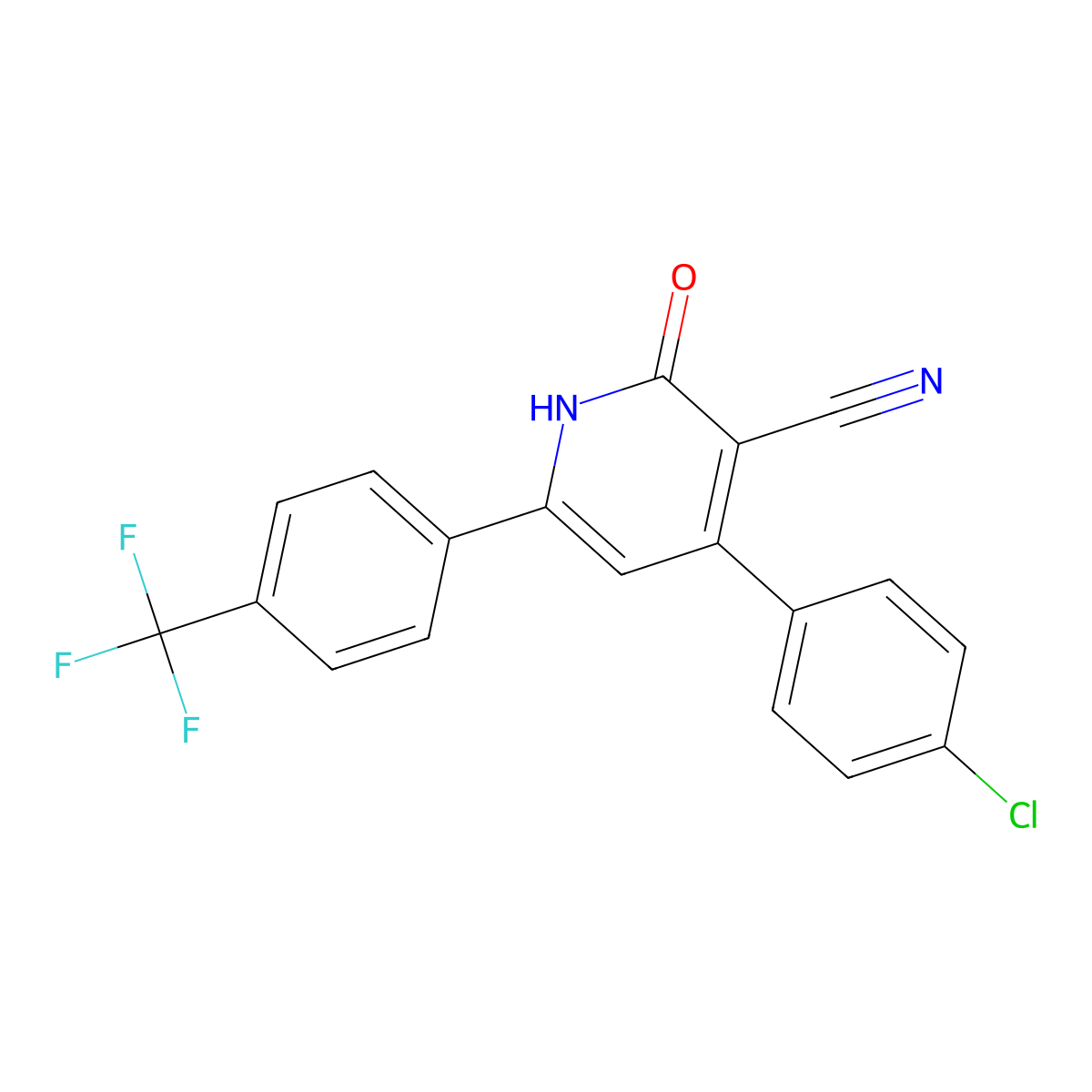 4-(4-Chlorophenyl)-2-hydroxy-6-[4-(trifluoromethyl)phenyl]nicotinonitrile molecular structure, CAS 478261-47-1