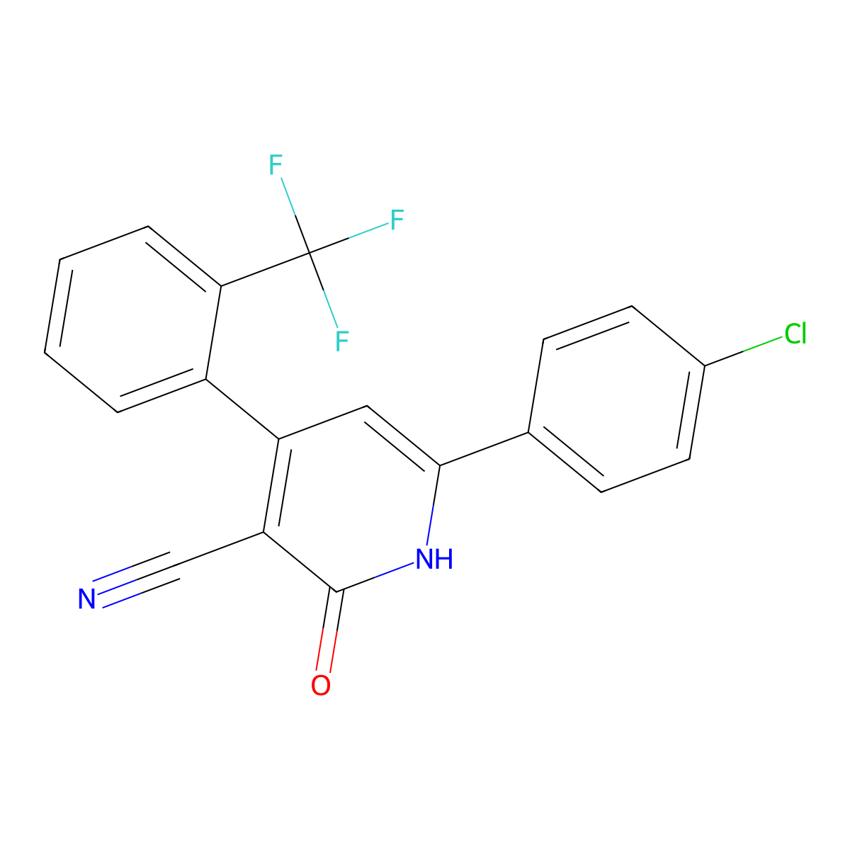 6-(4-Chlorophenyl)-2-hydroxy-4-[2-(trifluoromethyl)phenyl]nicotinonitrile molecular structure, CAS 478261-48-2
