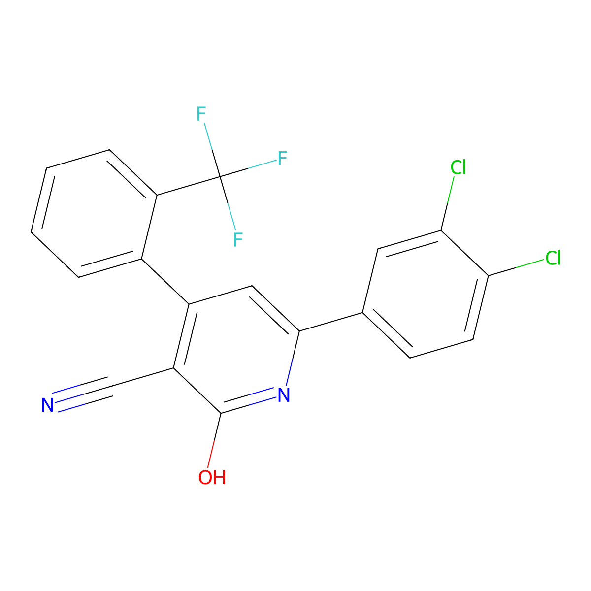 6-(3,4-Dichlorophenyl)-2-hydroxy-4-[2-(trifluoromethyl)phenyl]nicotinonitrile molecular structure, CAS 478261-50-6
