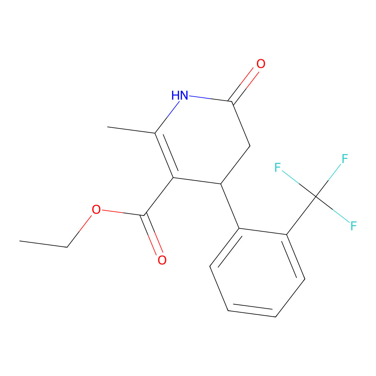 Ethyl 2-methyl-6-oxo-4-[2-(trifluoromethyl)phenyl]-1,4,5,6-tetrahydro-3-pyridinecarboxylate molecular structure, CAS 478261-52-8