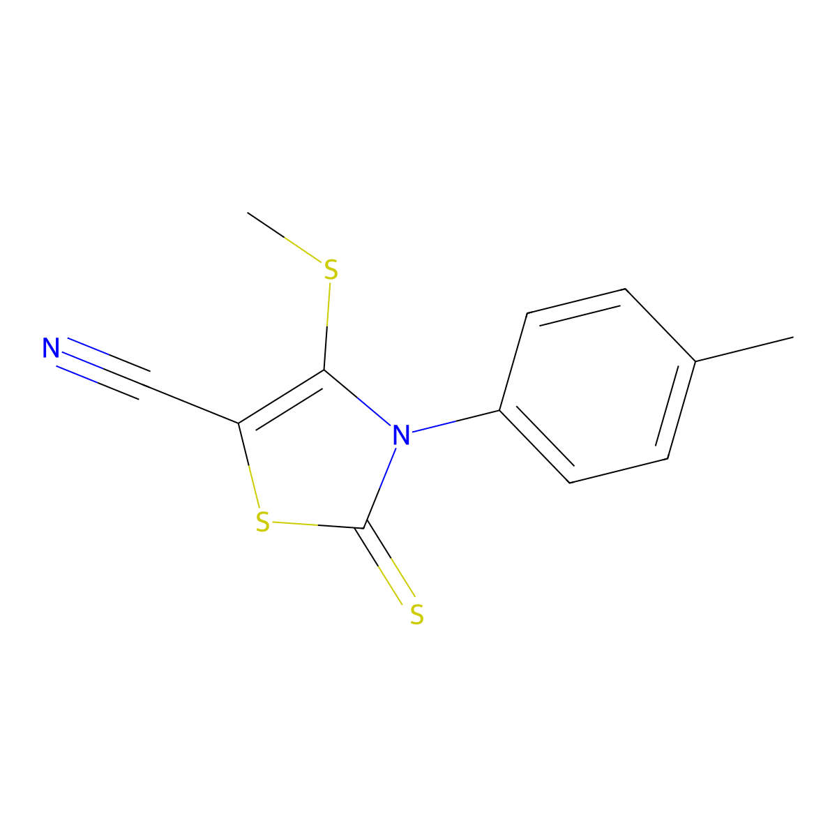 3-(4-Methylphenyl)-4-(methylsulfanyl)-2-thioxo-2,3-dihydro-1,3-thiazole-5-carbonitrile molecular structure, CAS 478261-56-2
