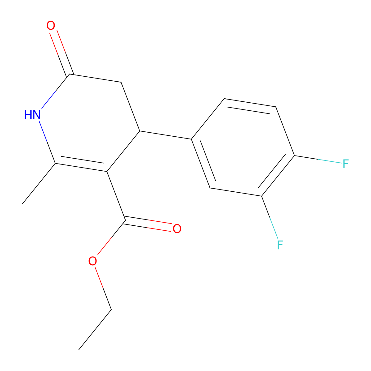 Ethyl 4-(3,4-difluorophenyl)-2-methyl-6-oxo-1,4,5,6-tetrahydro-3-pyridinecarboxylate molecular structure, CAS 478261-60-8