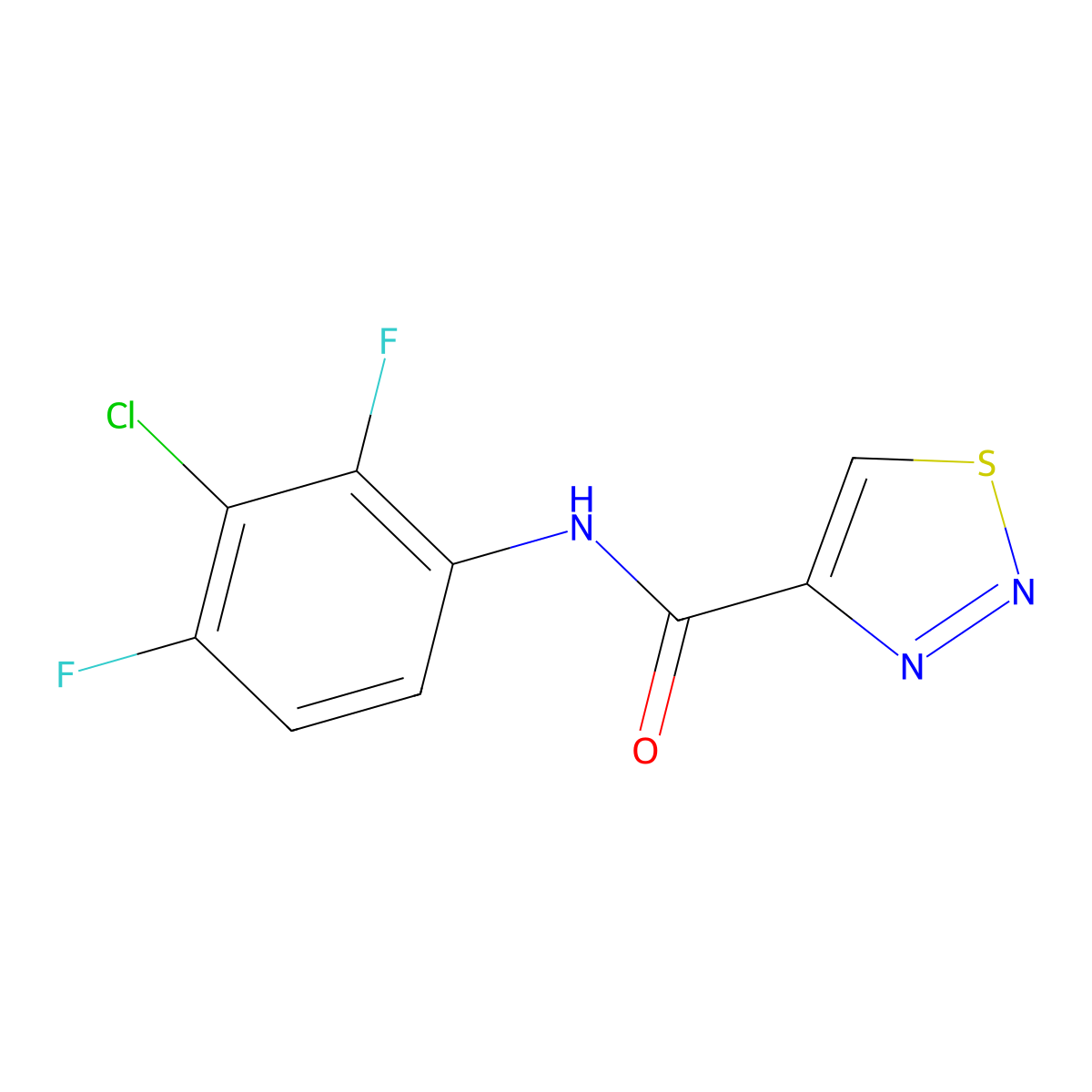 N-(3-chloro-2,4-difluorophenyl)-1,2,3-thiadiazole-4-carboxamide molecular structure, CAS 478261-68-6