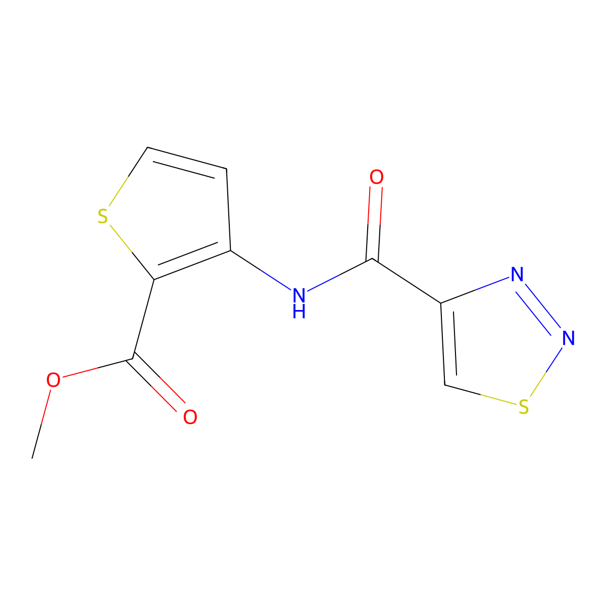 Methyl 3-[(1,2,3-thiadiazol-4-ylcarbonyl)amino]-2-thiophenecarboxylate molecular structure, CAS 478261-72-2