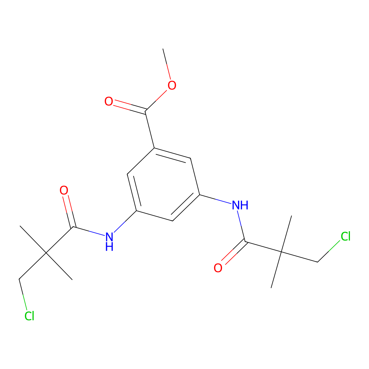 Methyl 3,5-bis[(3-chloro-2,2-dimethylpropanoyl)amino]benzenecarboxylate molecular structure, CAS 478261-93-7