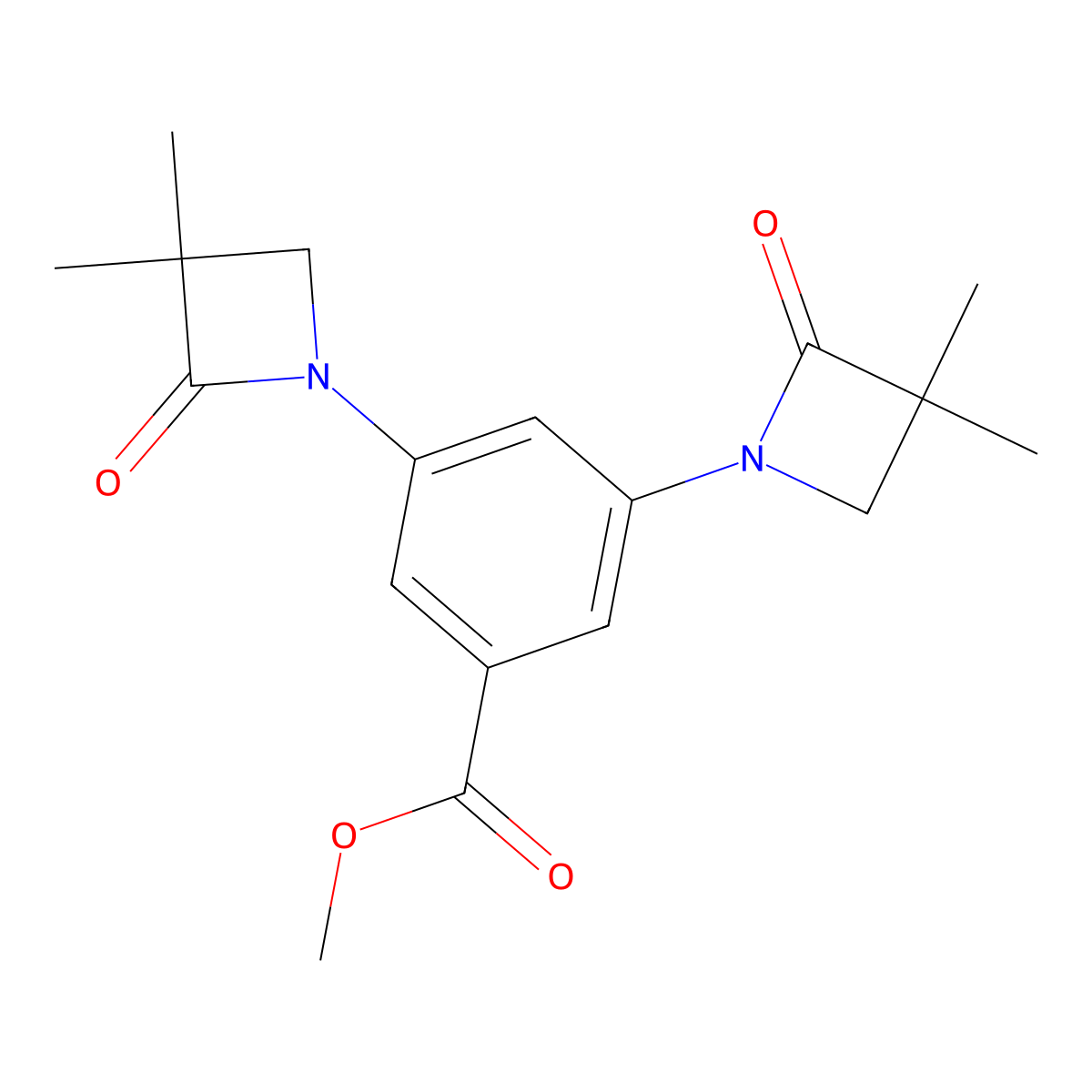 Methyl 3,5-bis(3,3-dimethyl-2-oxoazetidin-1-yl)benzoate molecular structure, CAS 478261-94-8