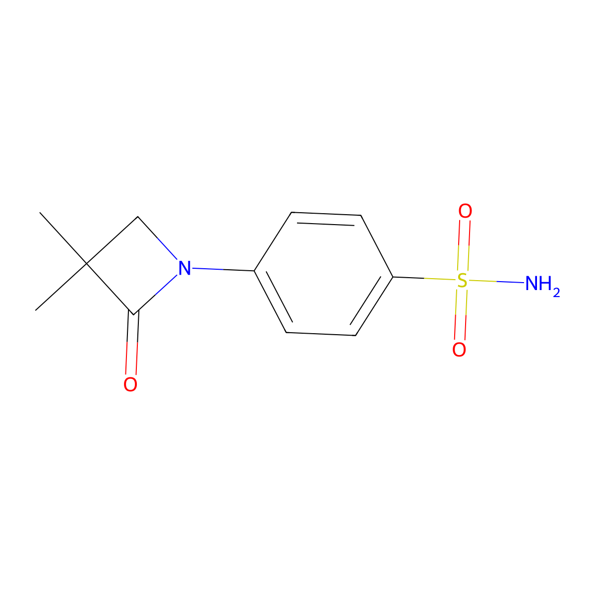4-(3,3-Dimethyl-2-oxo-1-azetanyl)benzenesulfonamide molecular structure, CAS 478261-97-1