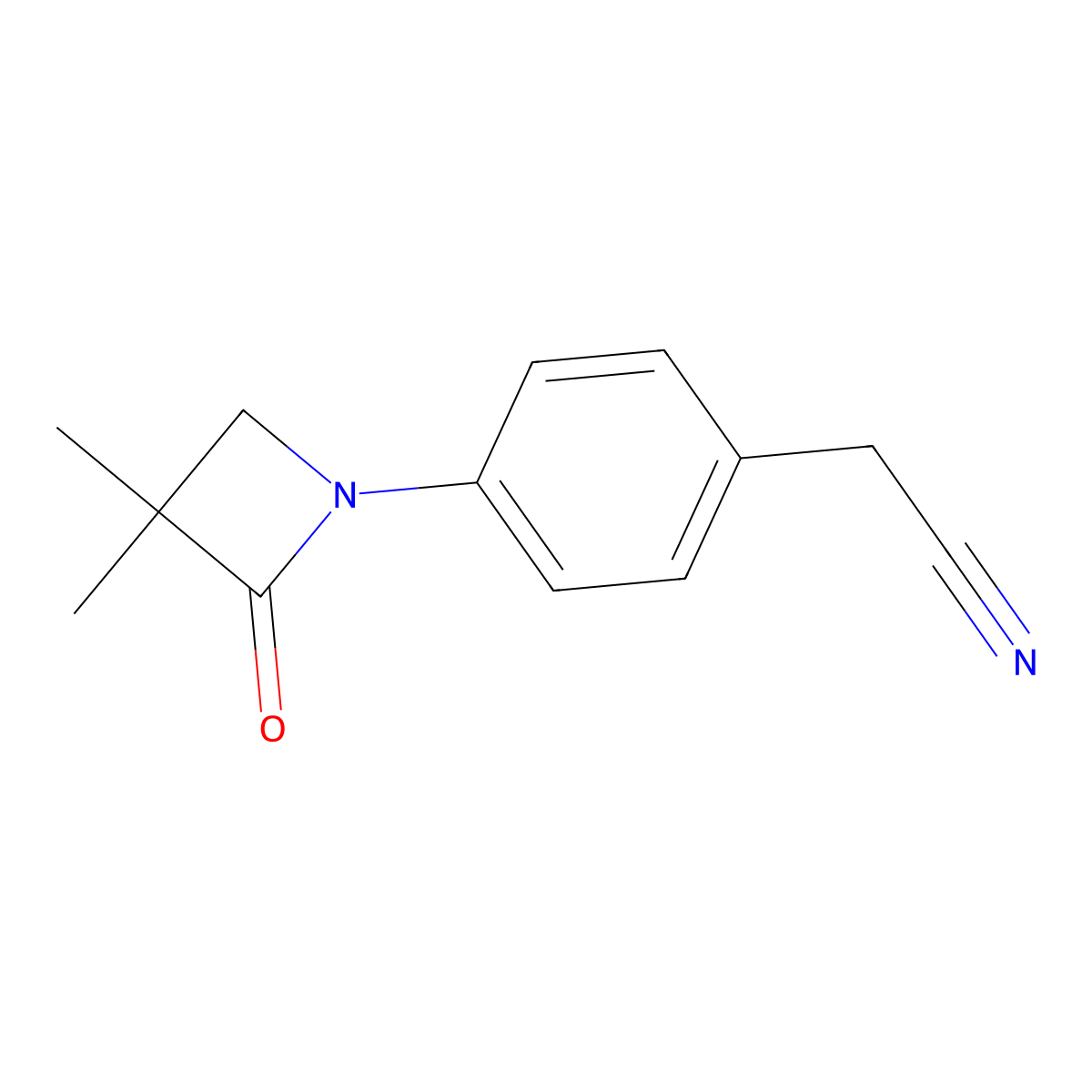 2-[4-(3,3-Dimethyl-2-oxo-1-azetanyl)phenyl]acetonitrile molecular structure, CAS 478262-00-9