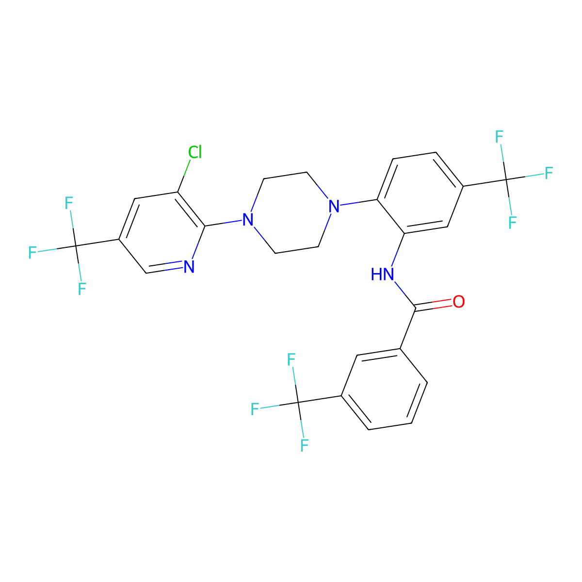 N-[2-{4-[3-chloro-5-(trifluoromethyl)-2-pyridinyl]piperazino}-5-(trifluoromethyl)phenyl]-3-(trifluoromethyl)benzenecarboxamide molecular structure, CAS 478262-08-7