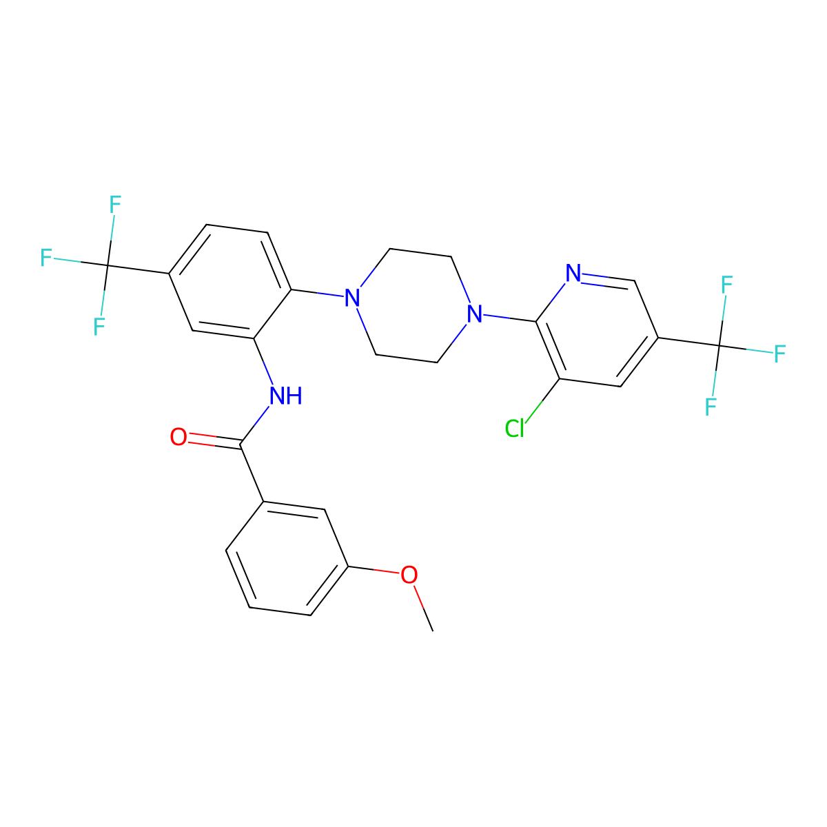 N-[2-{4-[3-chloro-5-(trifluoromethyl)-2-pyridinyl]piperazino}-5-(trifluoromethyl)phenyl]-3-methoxybenzenecarboxamide molecular structure, CAS 478262-09-8