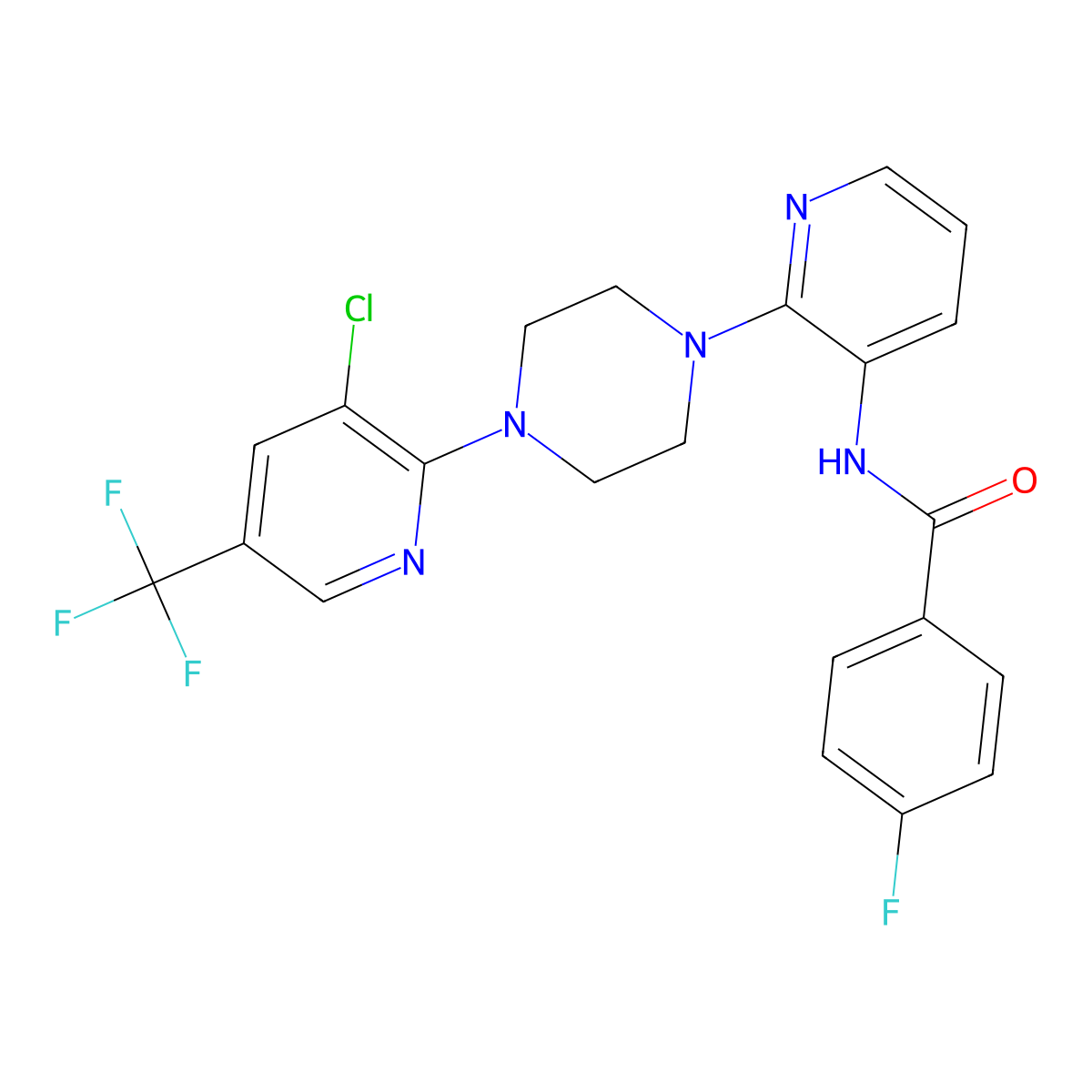 N-(2-{4-[3-chloro-5-(trifluoromethyl)-2-pyridinyl]piperazino}-3-pyridinyl)-4-fluorobenzenecarboxamide molecular structure, CAS 478262-13-4