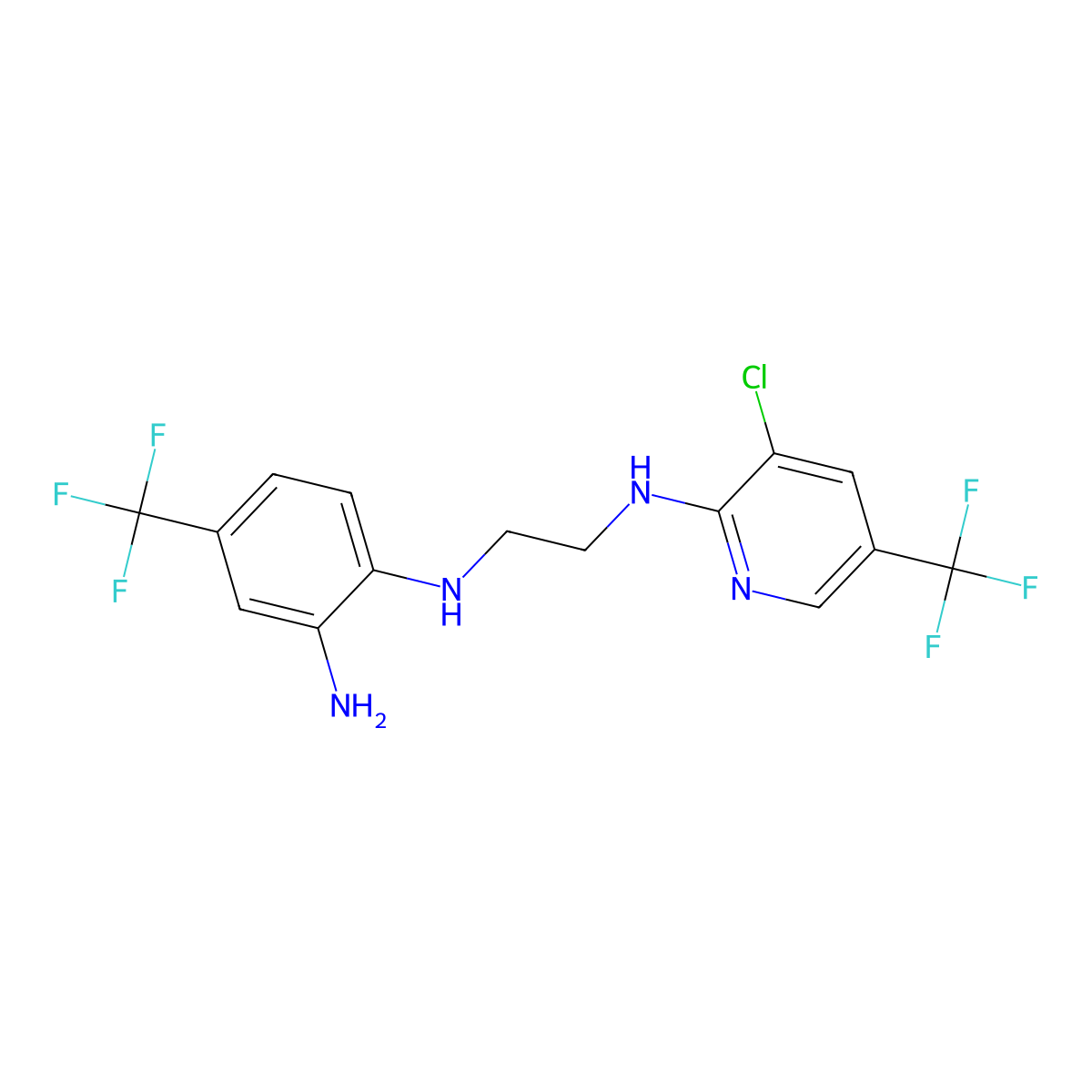 1-[3-Chloro-5-(trifluoromethyl)pyridin-2-ylamino]-2-[2-amino-4-(trifluoromethyl)anilino]ethane molecular structure, CAS 478262-14-5
