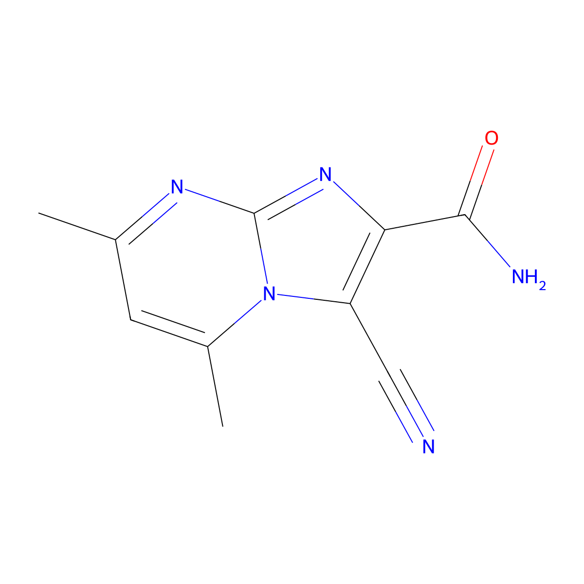 3-Cyano-5,7-dimethylimidazo[1,2-a]pyrimidine-2-carboxamide molecular structure, CAS 478262-15-6