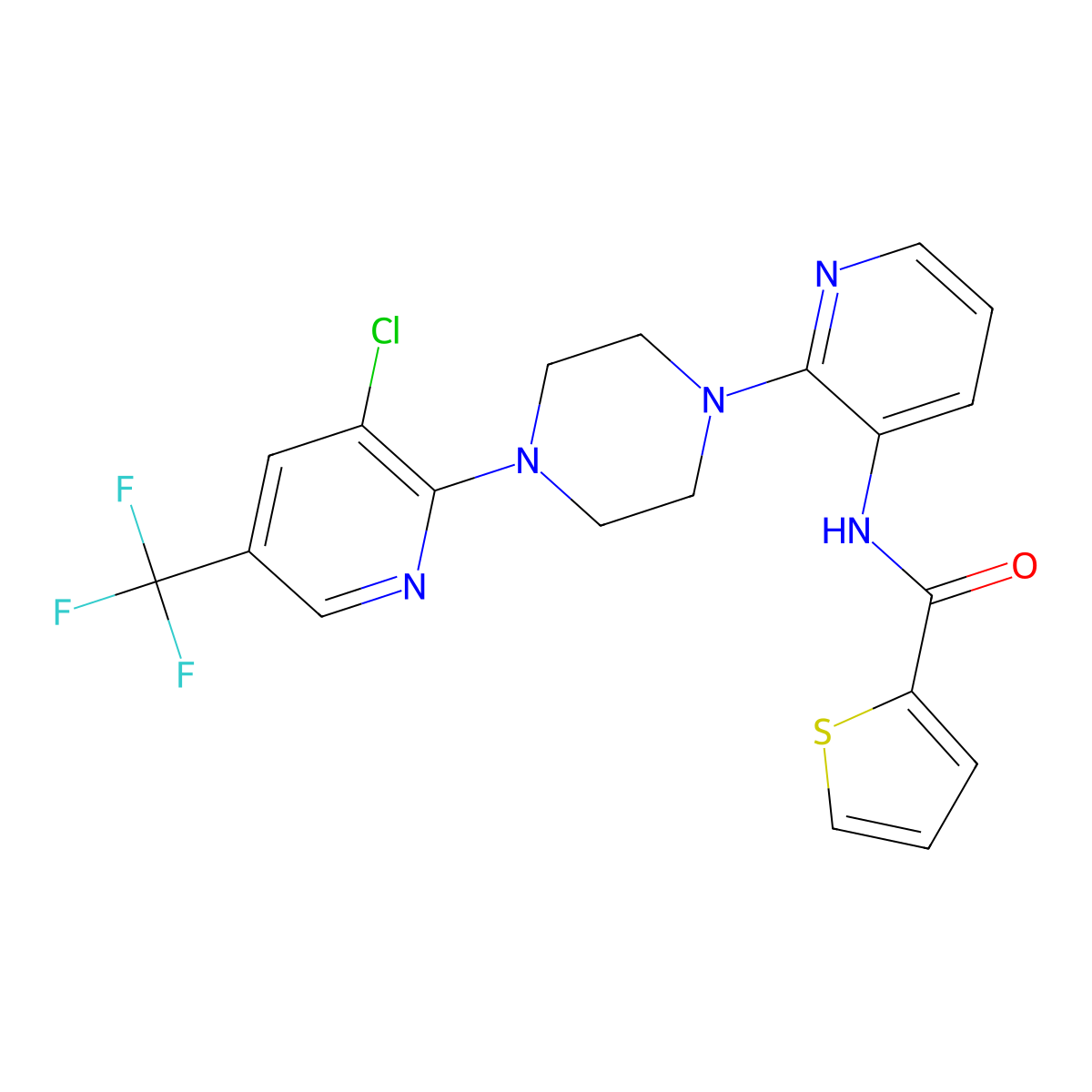 N-(2-{4-[3-chloro-5-(trifluoromethyl)-2-pyridinyl]piperazino}-3-pyridinyl)-2-thiophenecarboxamide molecular structure, CAS 478262-16-7