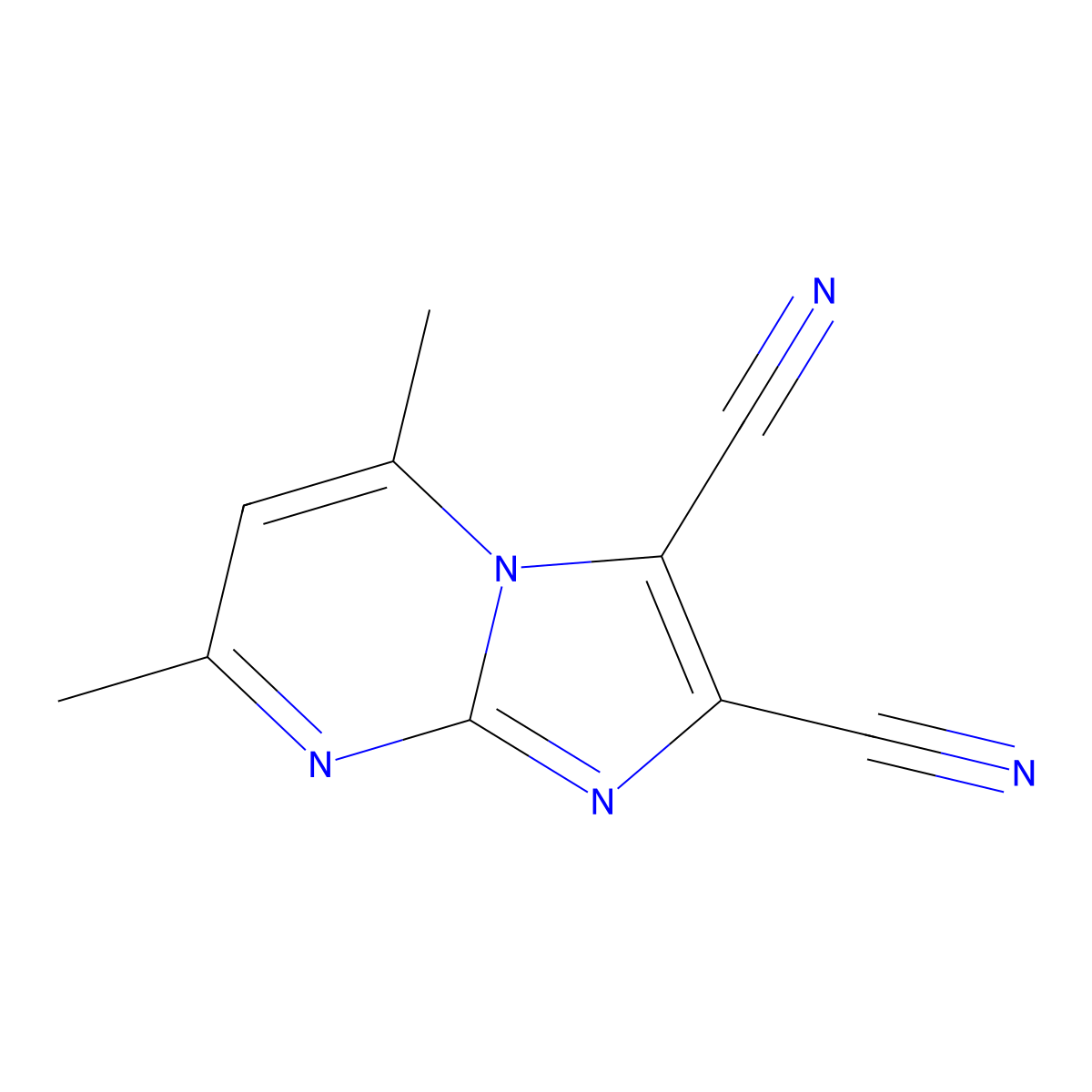 5,7-Dimethylimidazo[1,2-a]pyrimidine-2,3-dicarbonitrile molecular structure, CAS 478262-17-8