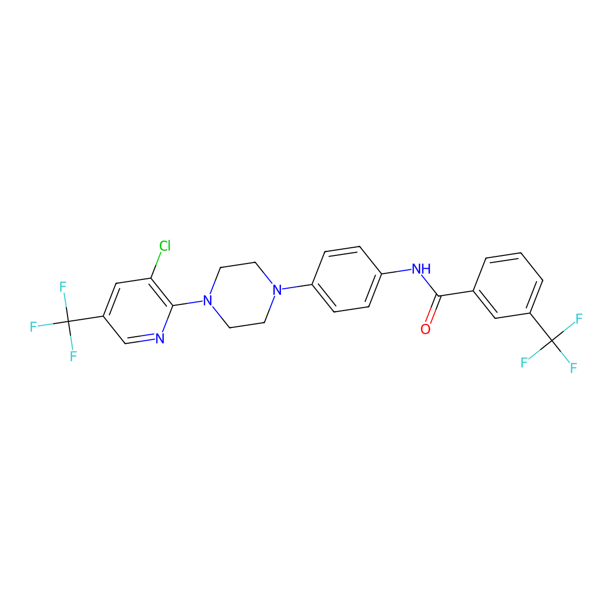 N-(4-{4-[3-chloro-5-(trifluoromethyl)pyridin-2-yl]piperazin-1-yl}phenyl)-3-(trifluoromethyl)benzamide molecular structure, CAS 478262-20-3
