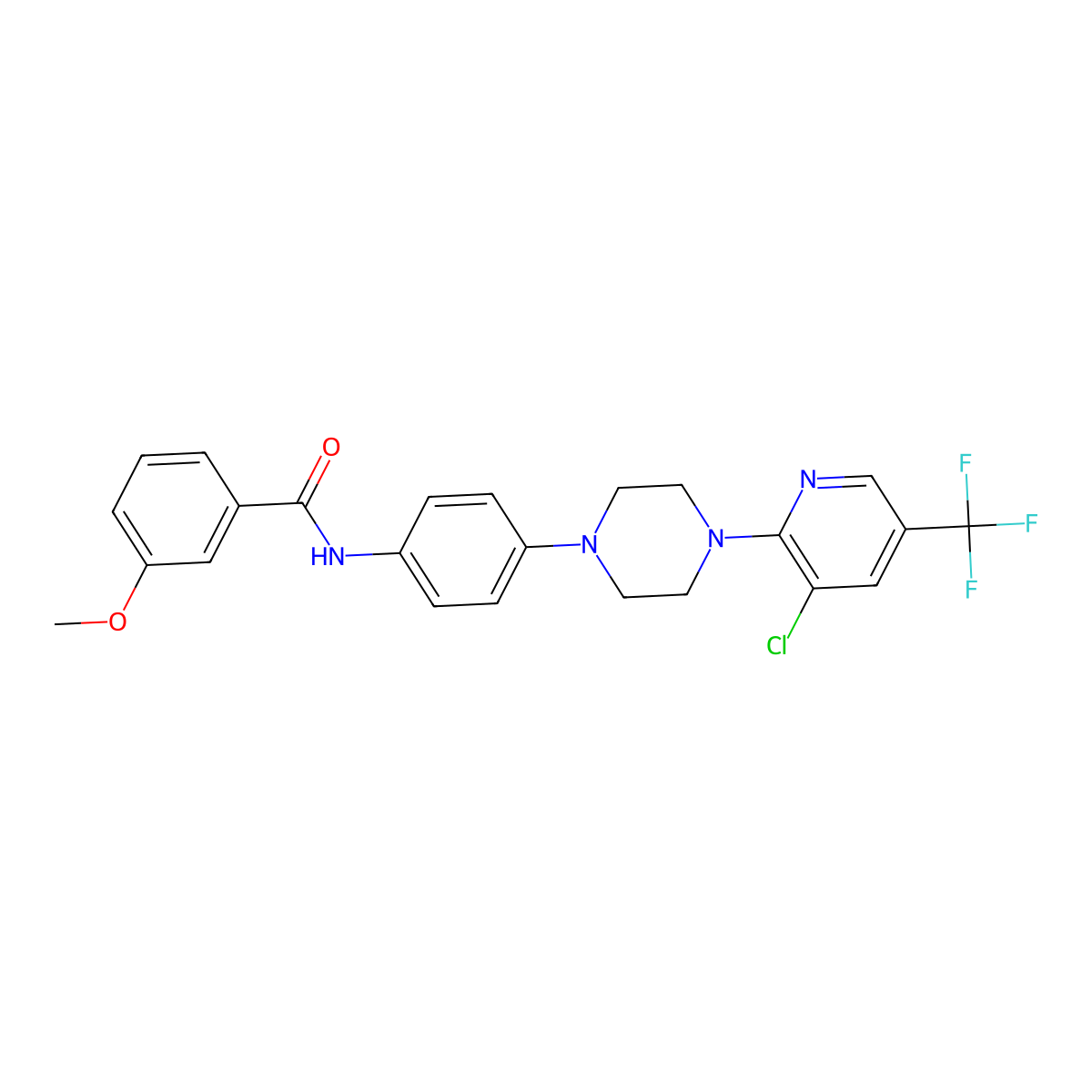N-(4-{4-[3-chloro-5-(trifluoromethyl)-2-pyridinyl]piperazino}phenyl)-3-methoxybenzenecarboxamide molecular structure, CAS 478262-22-5