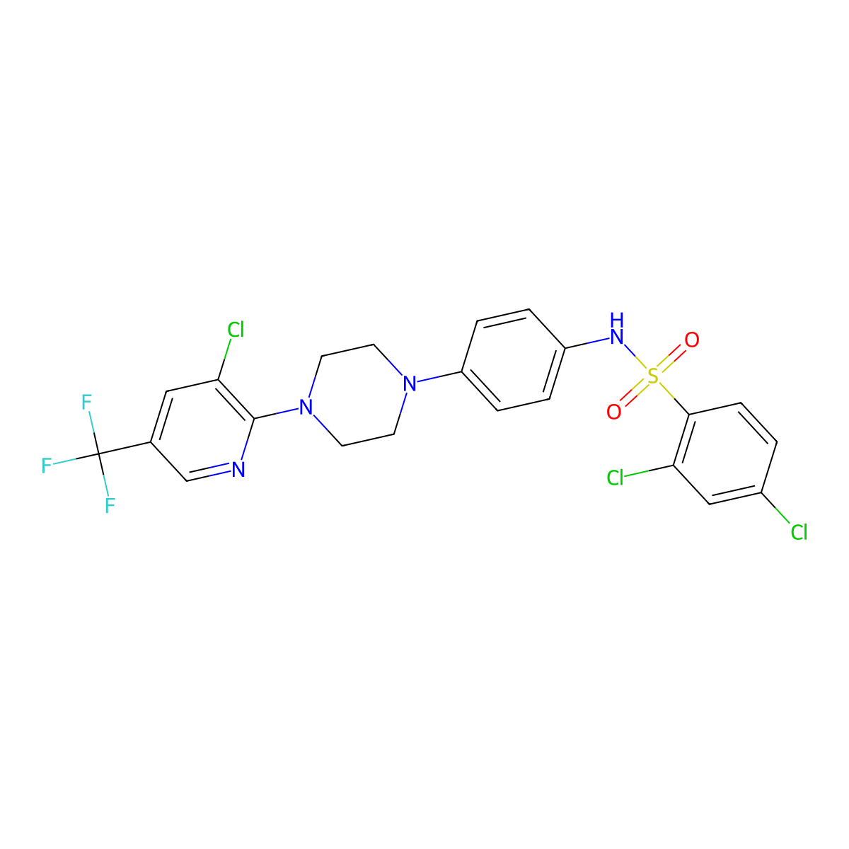 2,4-dichloro-N-(4-{4-[3-chloro-5-(trifluoromethyl)-2-pyridinyl]piperazino}phenyl)benzenesulfonamide molecular structure, CAS 478262-23-6
