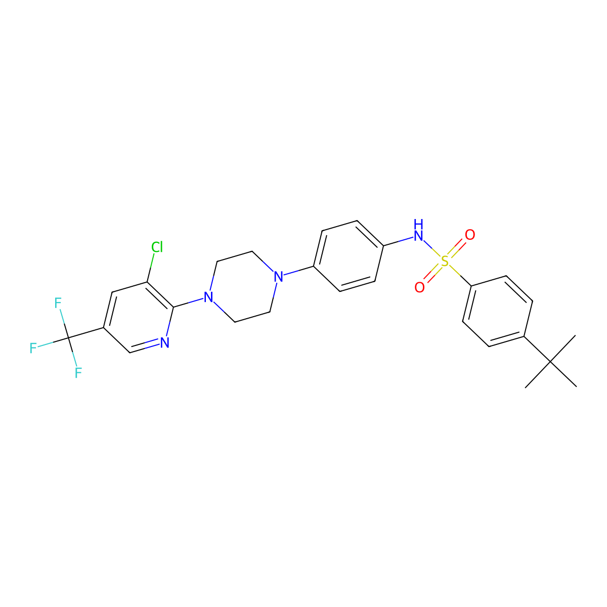 4-(tert-butyl)-N-(4-{4-[3-chloro-5-(trifluoromethyl)-2-pyridinyl]piperazino}phenyl)benzenesulfonamide molecular structure, CAS 478262-24-7
