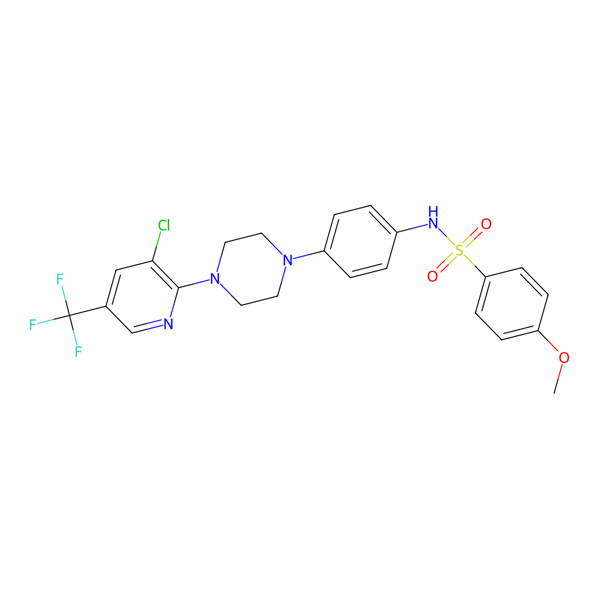 N-(4-{4-[3-chloro-5-(trifluoromethyl)-2-pyridinyl]piperazino}phenyl)-4-methoxybenzenesulfonamide molecular structure, CAS 478262-25-8