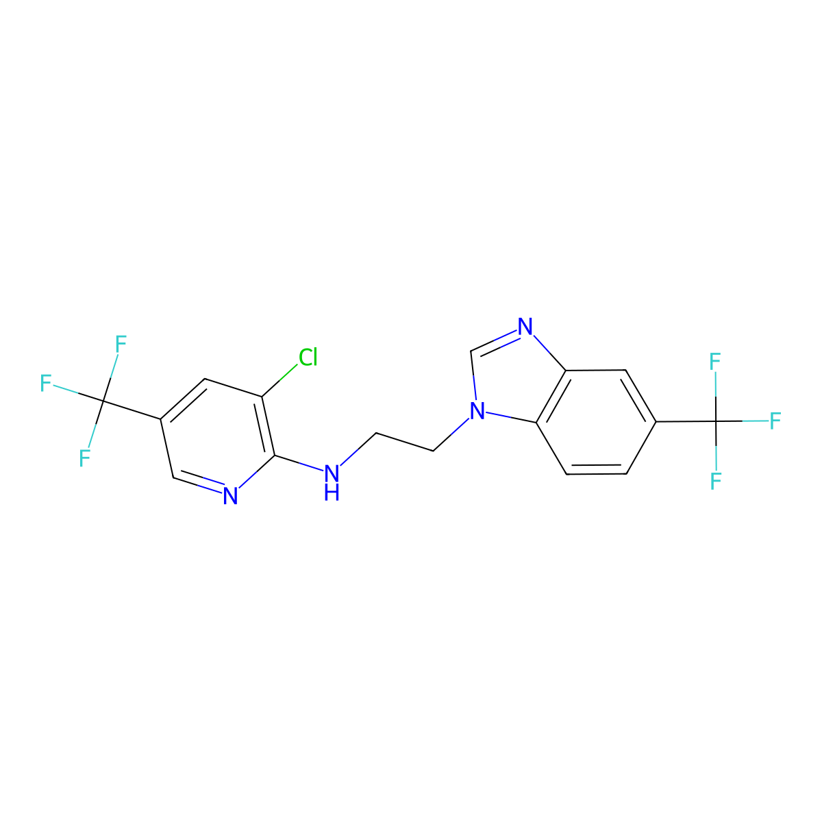 N-[3-chloro-5-(trifluoromethyl)-2-pyridinyl]-N-{2-[5-(trifluoromethyl)-1H-1,3-benzimidazol-1-yl]ethyl}amine molecular structure, CAS 478262-26-9