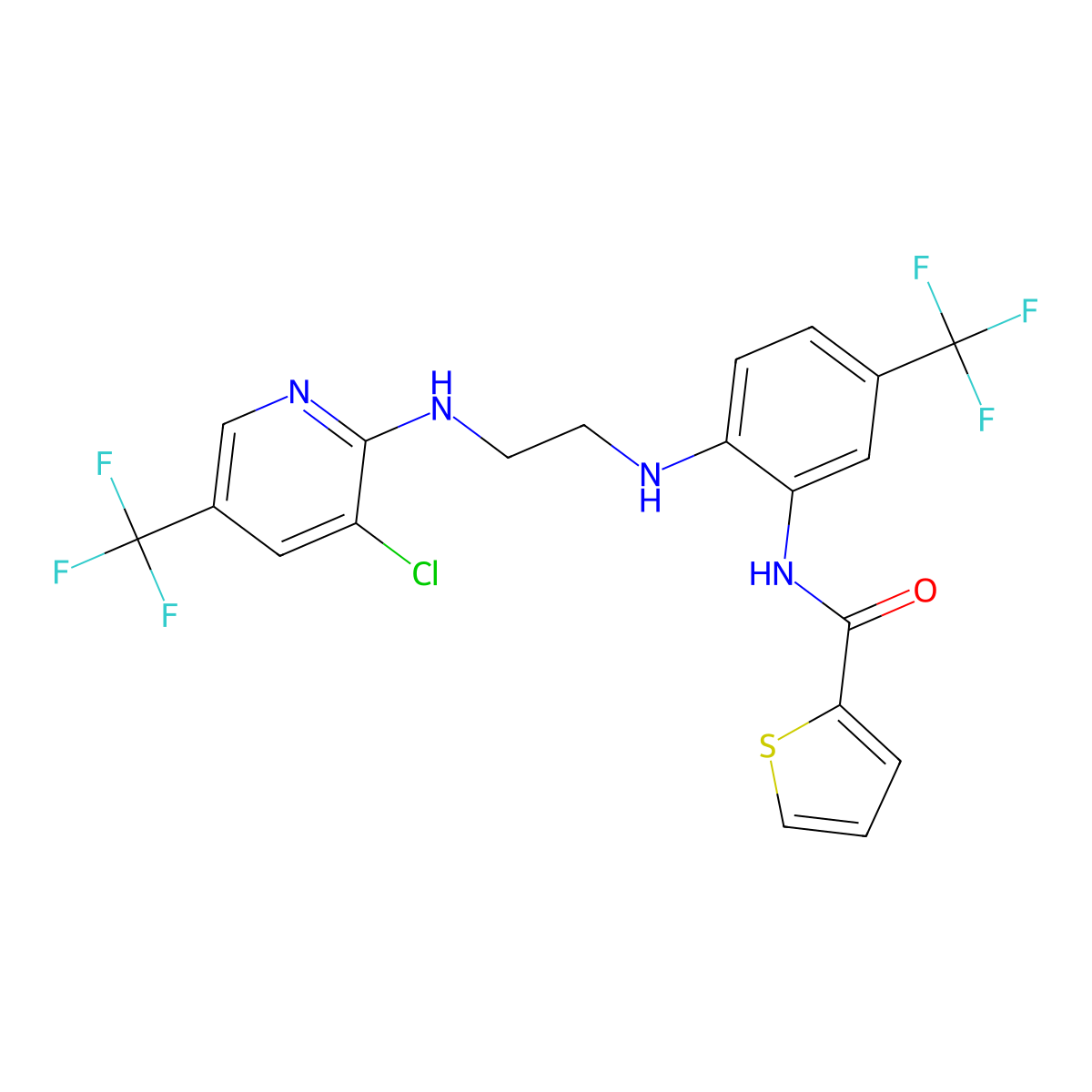 N-[2-[(2-{[3-chloro-5-(trifluoromethyl)-2-pyridinyl]amino}ethyl)amino]-5-(trifluoromethyl)phenyl]-2-thiophenecarboxamide molecular structure, CAS 478262-30-5