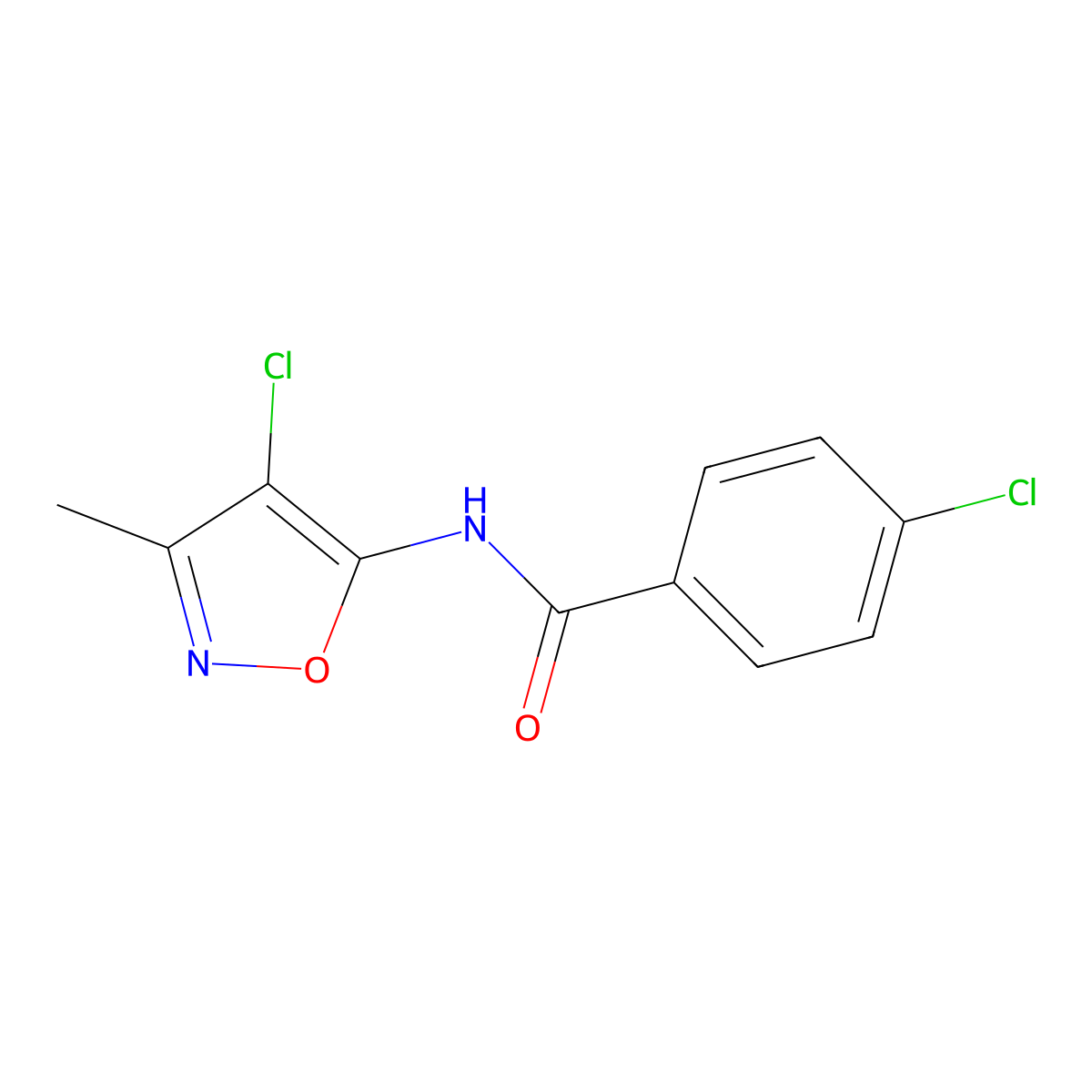4-chloro-N-(4-chloro-3-methyl-1,2-oxazol-5-yl)benzamide molecular structure, CAS 478262-43-0