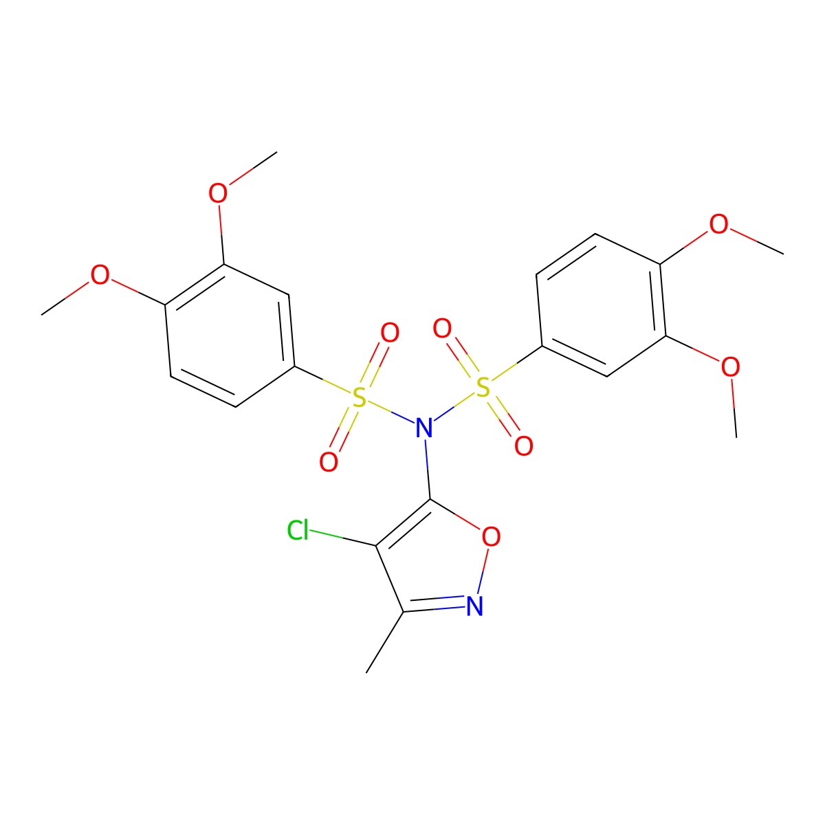 N-(4-chloro-3-methyl-5-isoxazolyl)-N-[(3,4-dimethoxyphenyl)sulfonyl]-3,4-dimethoxybenzenesulfonamide molecular structure, CAS 478262-51-0