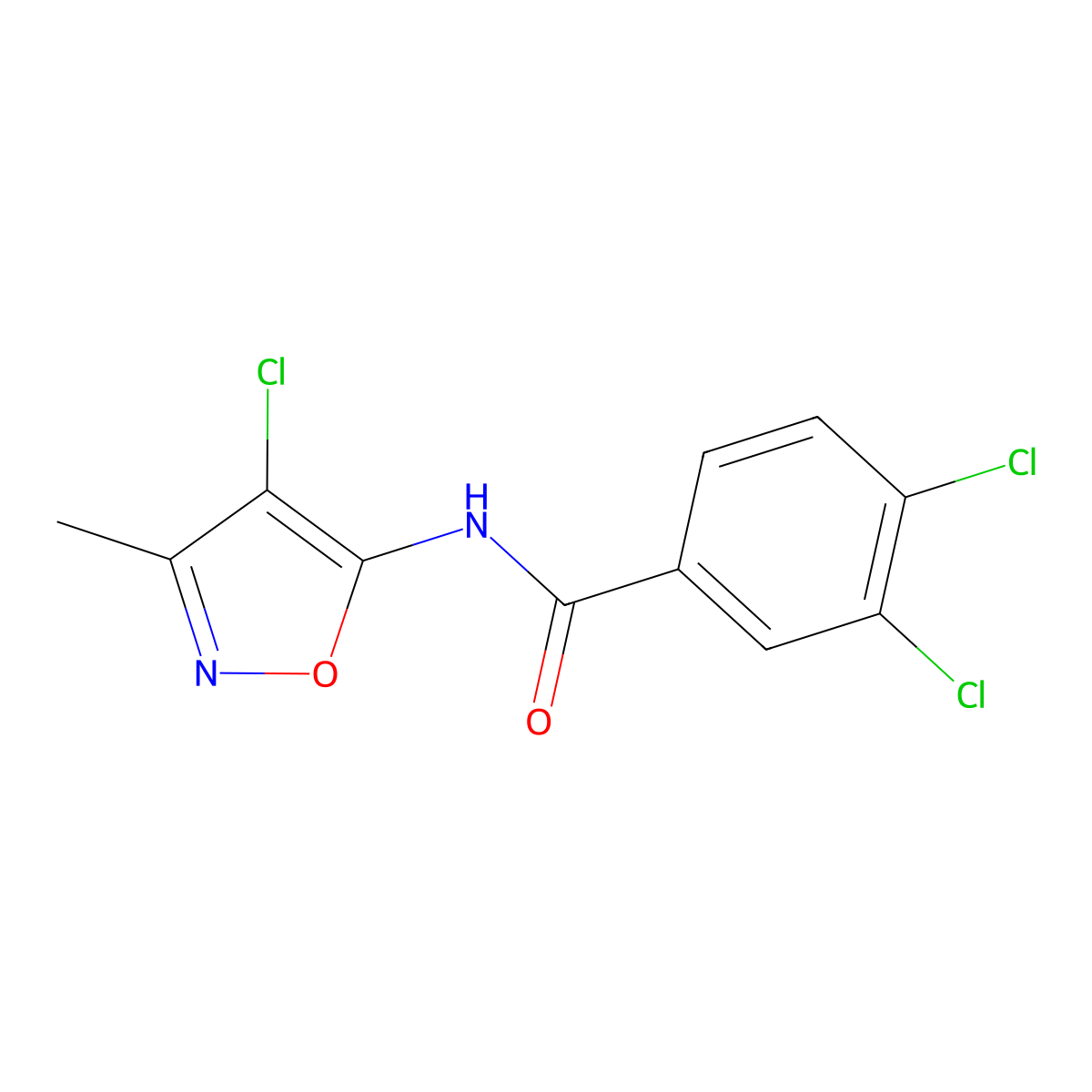 3,4-dichloro-N-(4-chloro-3-methyl-1,2-oxazol-5-yl)benzamide molecular structure, CAS 478262-52-1