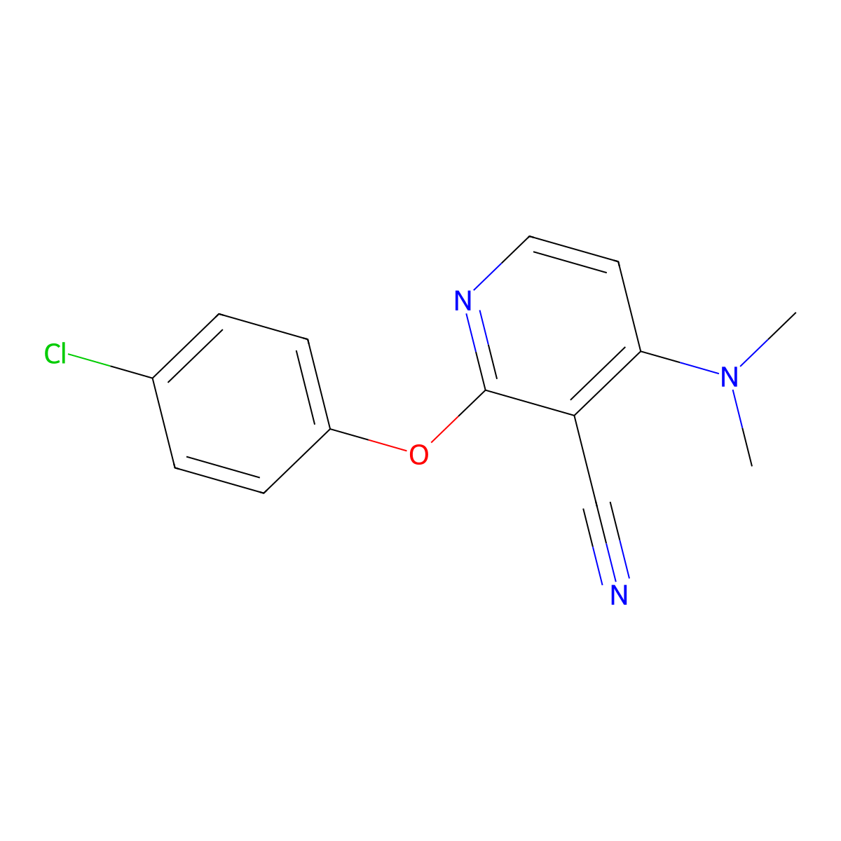 2-(4-Chlorophenoxy)-4-(dimethylamino)-3-pyridinecarbonitrile molecular structure, CAS 478262-62-3