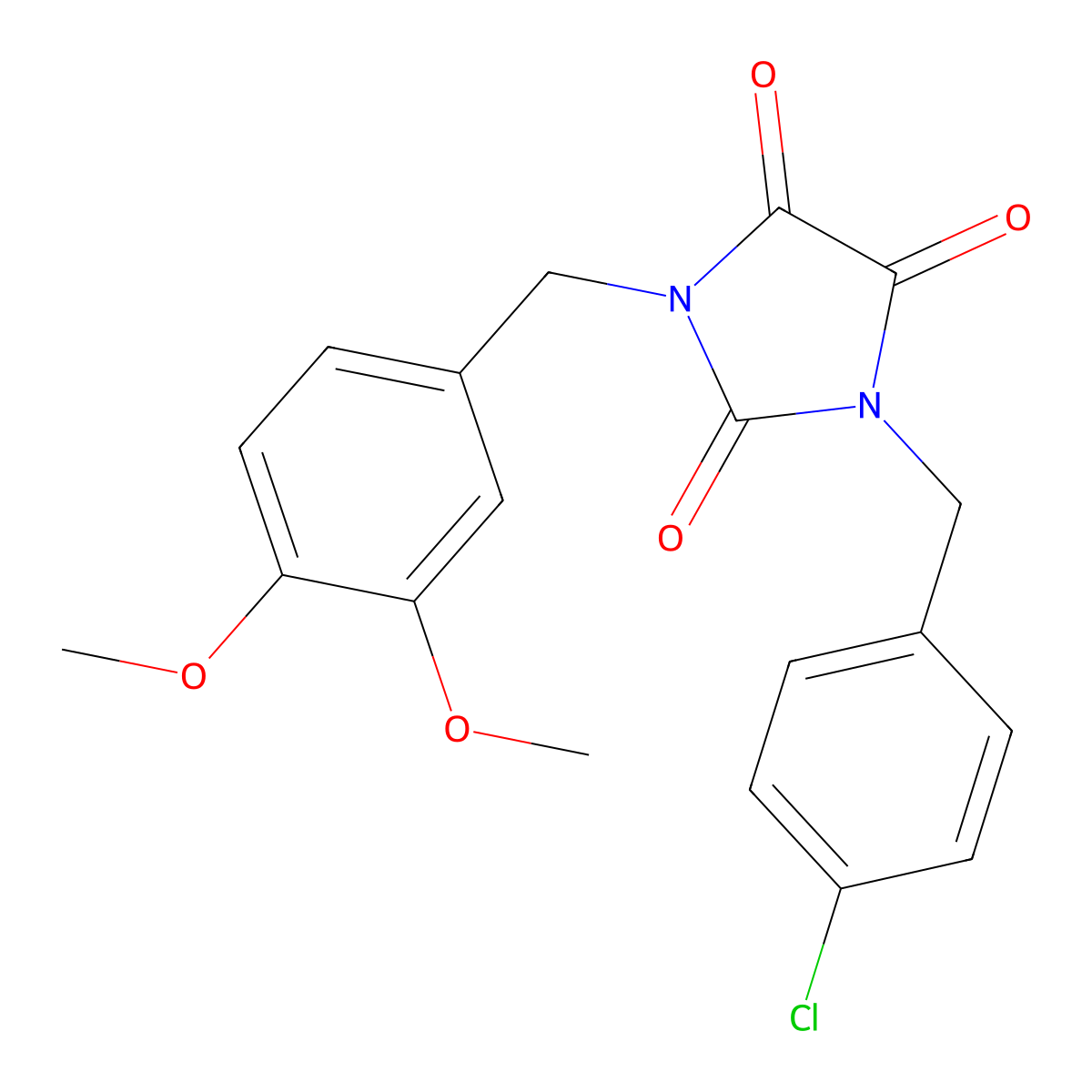 1-(4-chlorobenzyl)-3-(3,4-dimethoxybenzyl)-1H-imidazole-2,4,5(3H)-trione molecular structure, CAS 478262-68-9