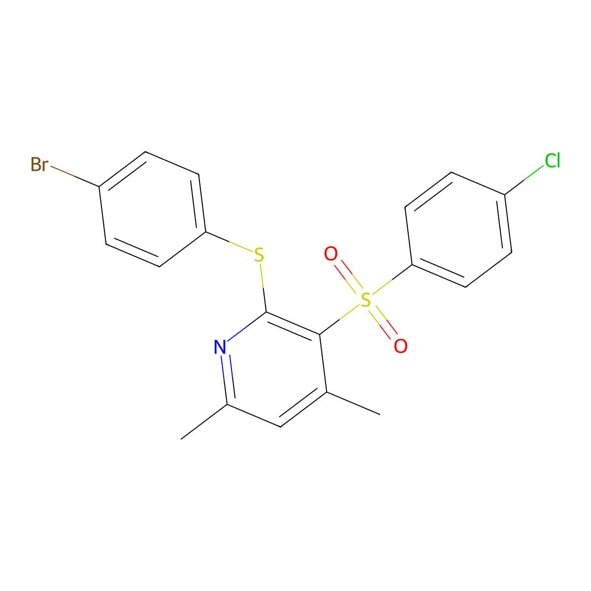 2-[(4-Bromophenyl)sulfanyl]-3-[(4-chlorophenyl)sulfonyl]-4,6-dimethylpyridine molecular structure, CAS 478262-70-3